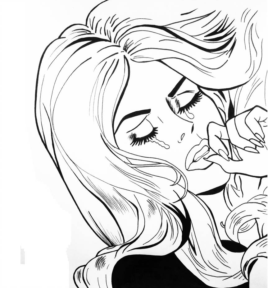 863x926 Crying Lady In The Making - Crying Lady Drawing