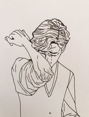 300x395 Crying Does Not Make You Any Less Of A Man - Crying Person Drawing