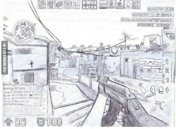 590x433 Cs Csgo Computer Draw Art When The Lesson Was Very Bori - Csgo Drawing