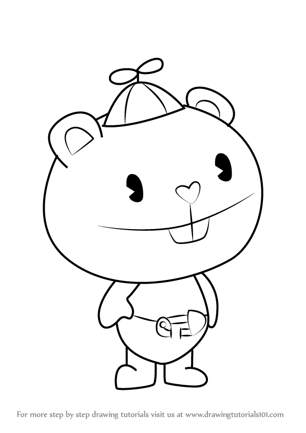 596x843 Learn How To Draw Cub From Happy Tree Friends - Cub Drawing