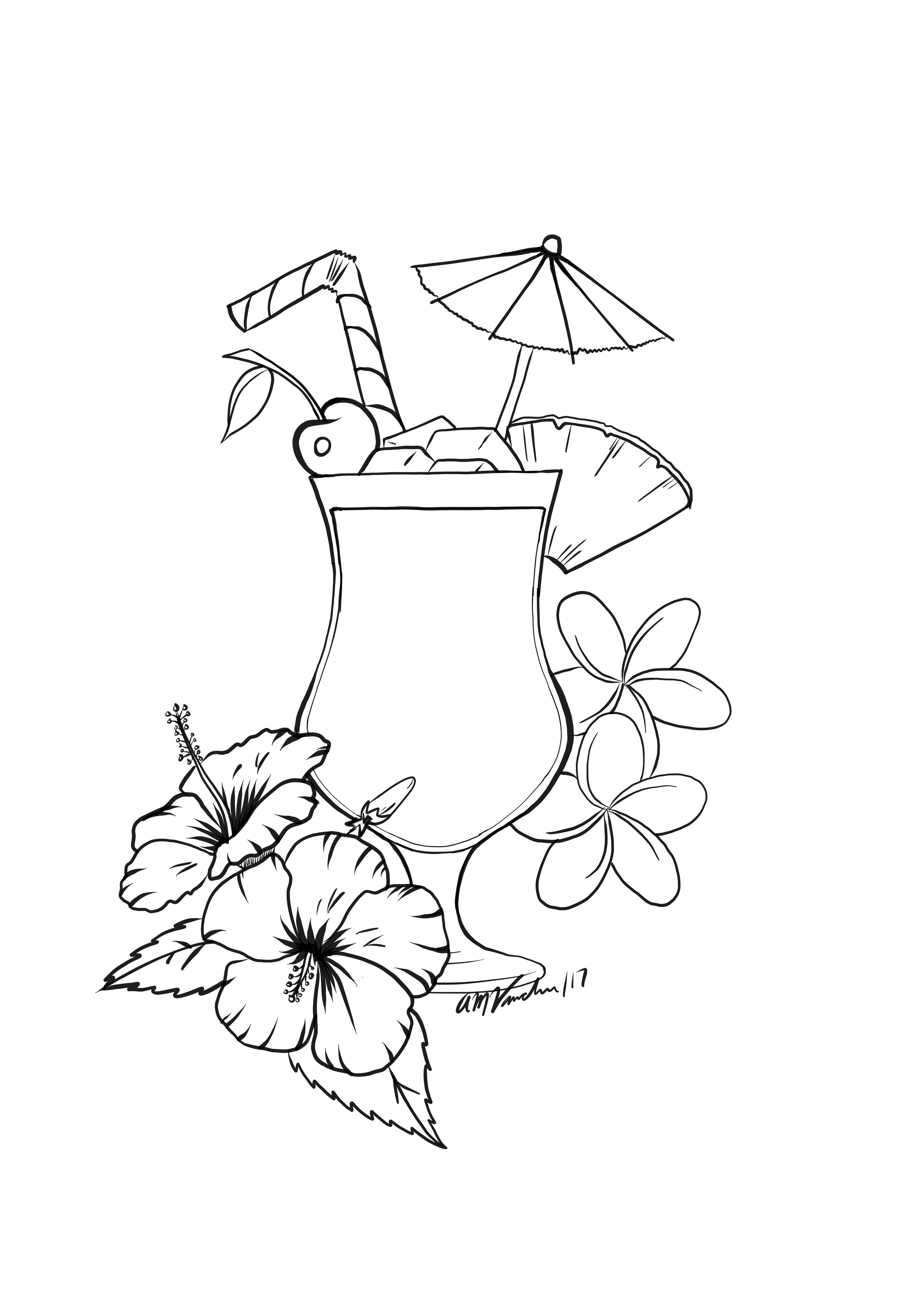 3425x4961 pina colada tattoo idea inspired - Cuba Drawing