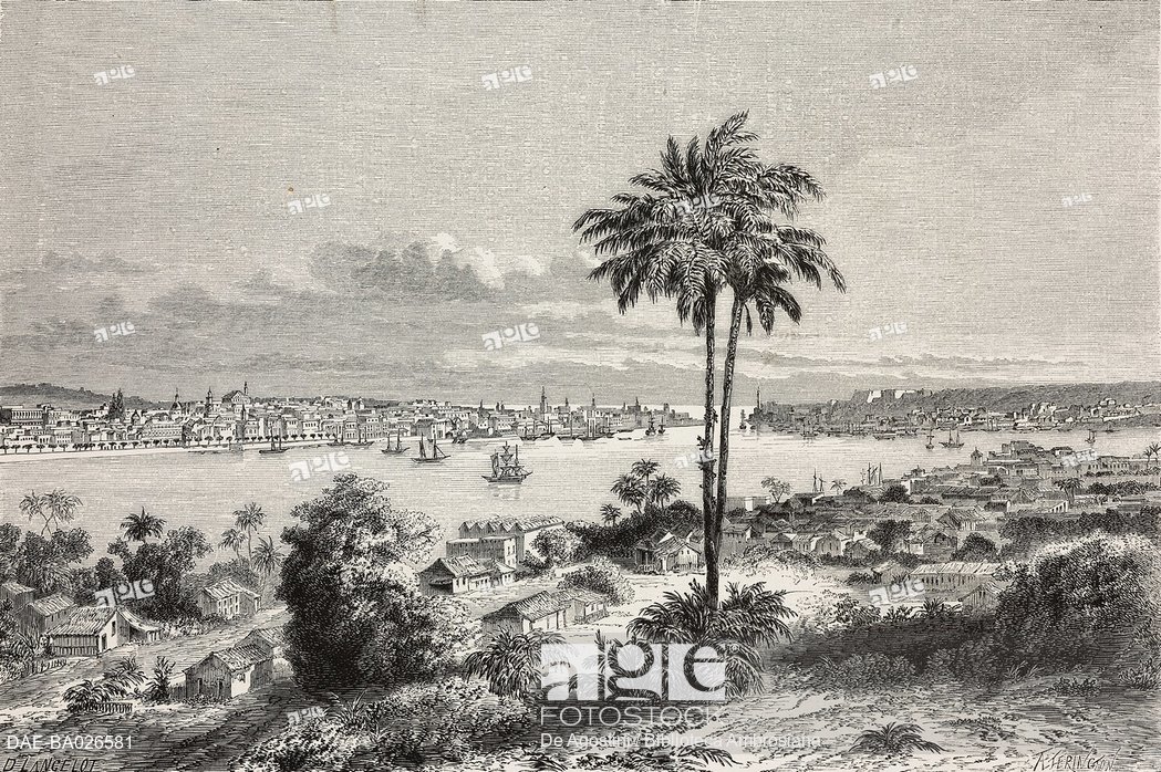 1049x698 view of havana, capital of cuba, drawing - Cuba Drawing