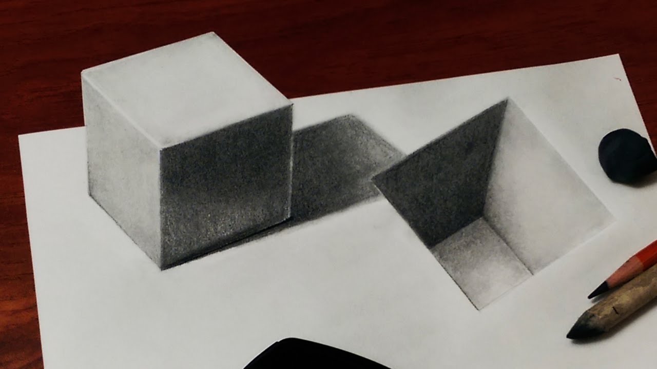 1280x720 Amazing Optical Illusion - Cube Drawing