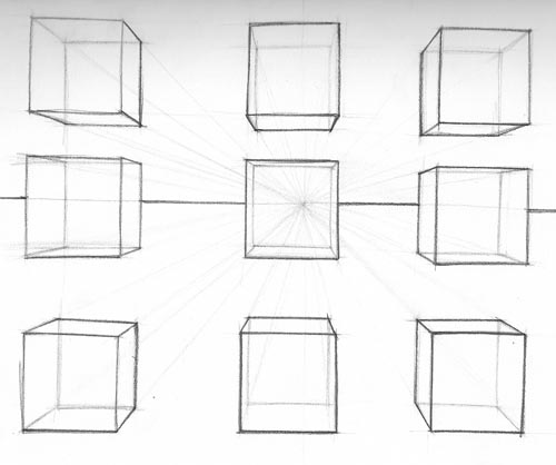 500x418 Brigham Young University Idaho Art - Cube Perspective Drawing