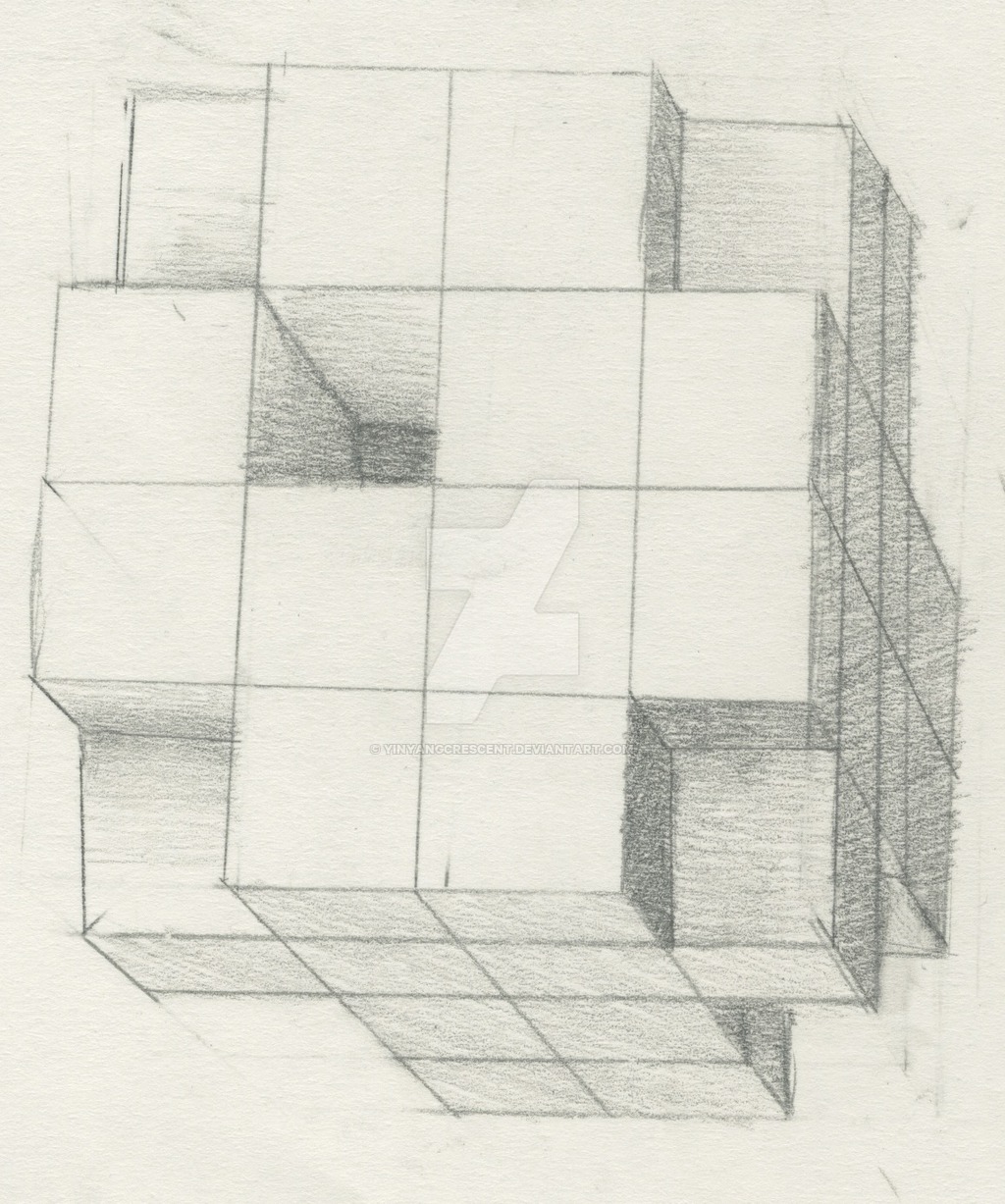 1024x1227 One Point Perspective Cube - Cube Perspective Drawing