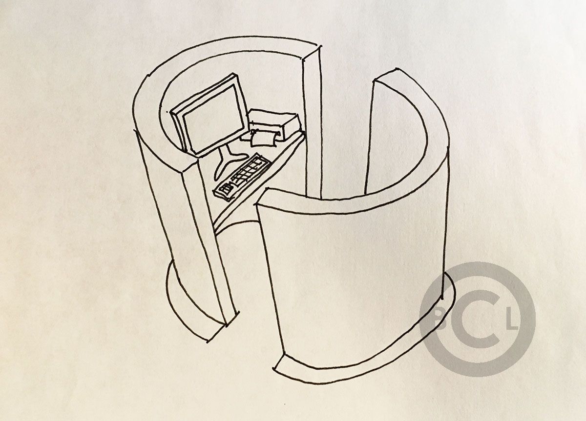 1200x863 a sketch for a work cubicle for bank customers drawing - Cubicle Drawing