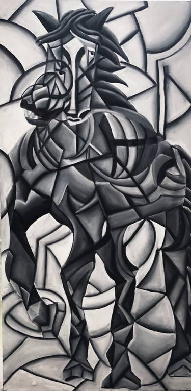 375x766 cubism horse painting - Cubism Drawing