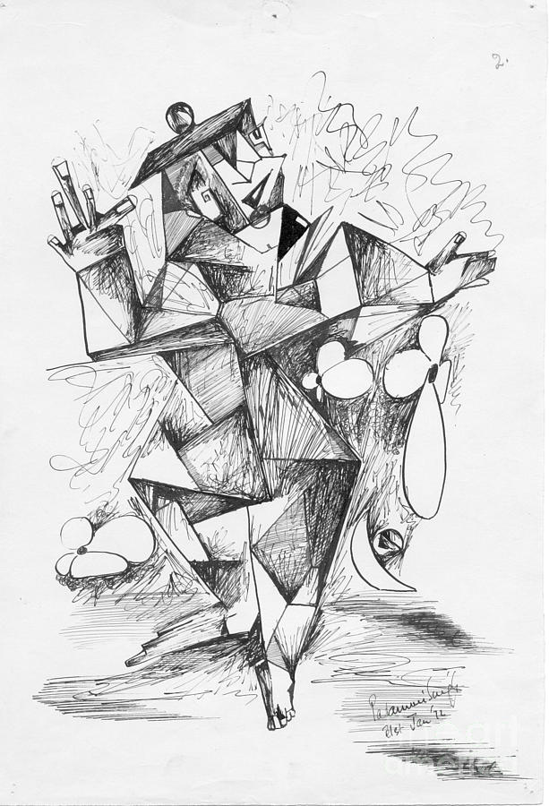 613x900 cubist man drawing - Cubism Drawing