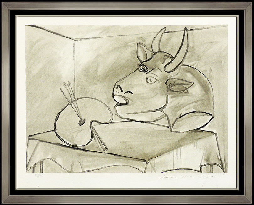 810x656 pablo picasso color lithograph nature morte bull still life - Cubism Drawing