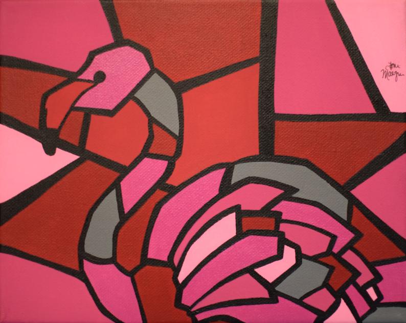 794x631 pink flamingo print inch cubism art lustre print etsy - Cubism Drawing