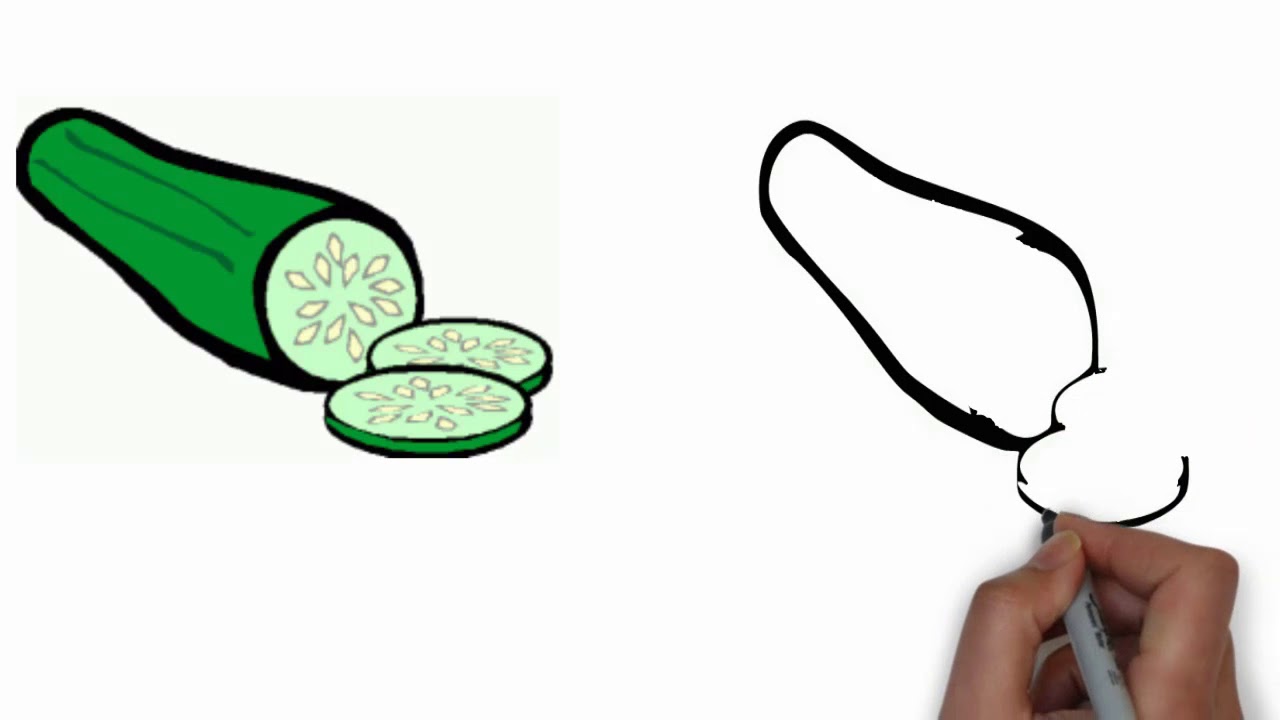 1280x720 How To Draw Cucumber Easy Step - Cucumber Drawing