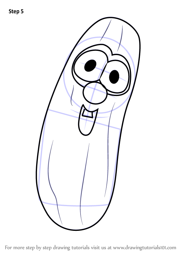 598x844 Learn How To Draw Larry The Cucumber From Veggietales - Cucumber Drawing