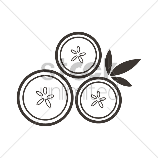 600x600 free cucumber slice vector image - Cucumber Slice Drawing