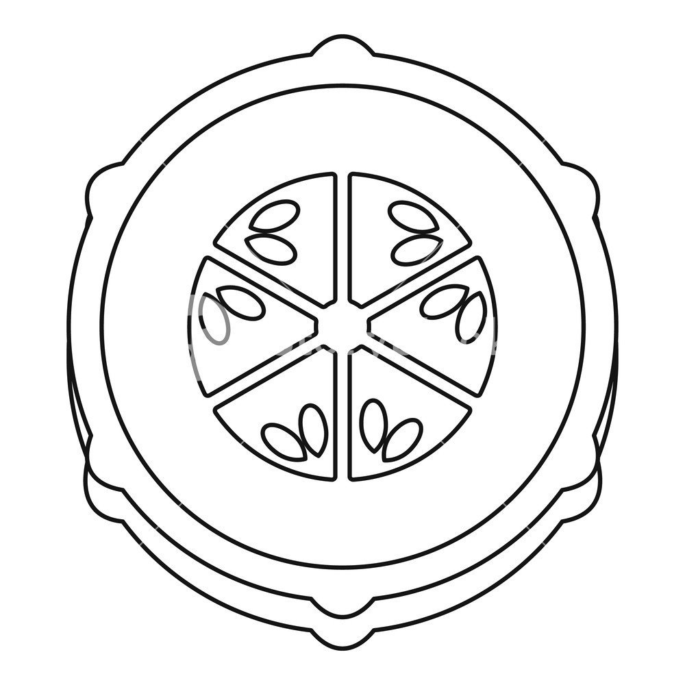 1000x1000 slice of fresh cucumber icon in outline style isolated vector - Cucumber Slice Drawing
