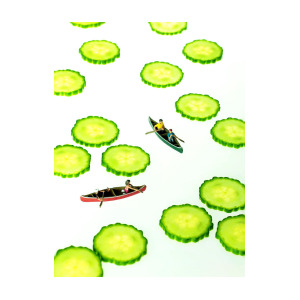 300x300 boating among cucumber slices miniature art painting - Cucumber Slice Drawing
