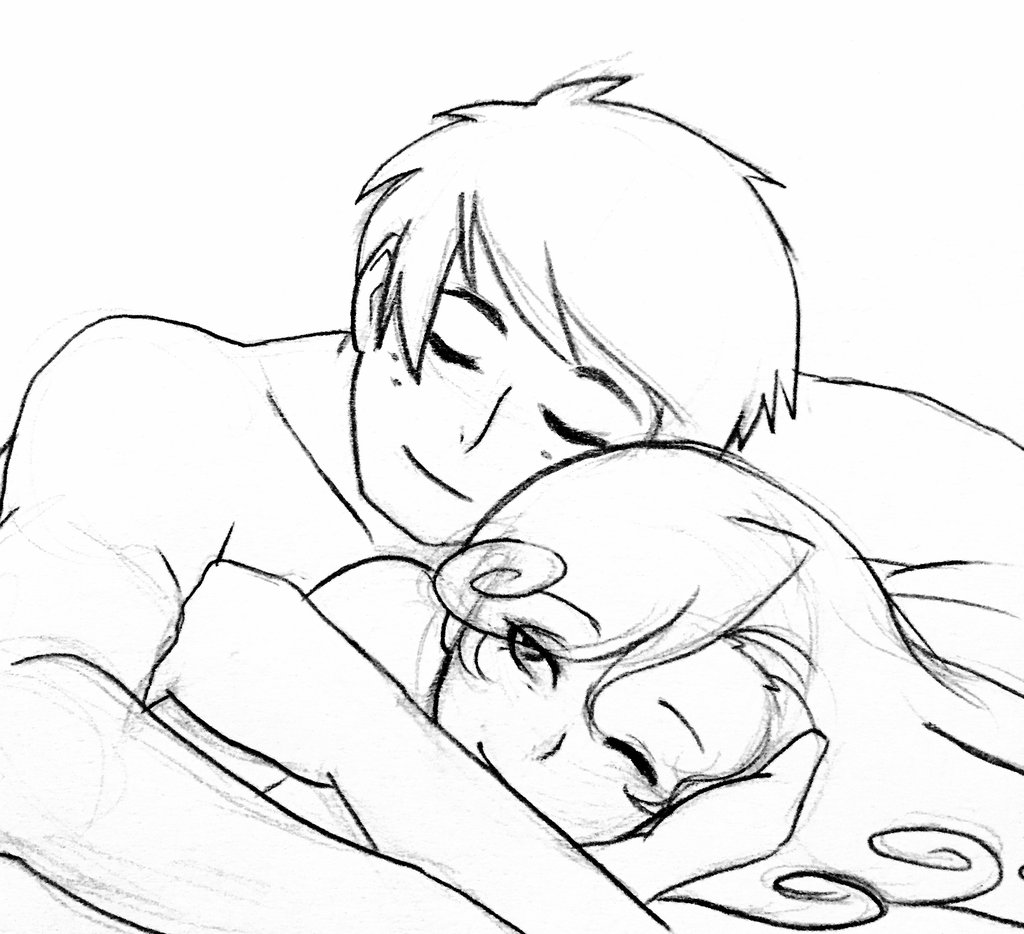 1024x934 couple lineart cuddling for free download - Cuddling Drawing.