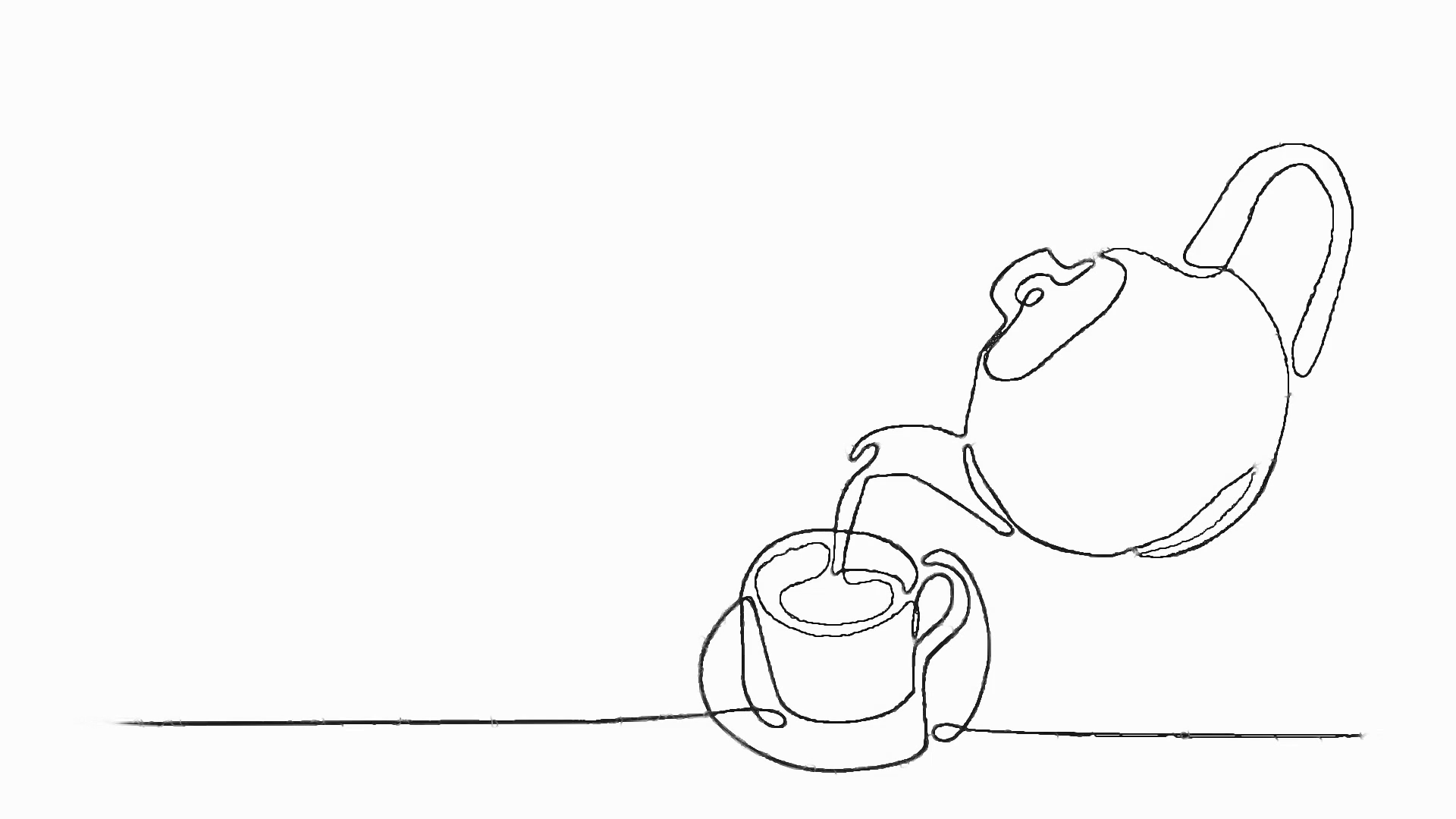 1920x1080 continuous line drawing of pouring tea coffee from pot into mug - Cup Line Drawing