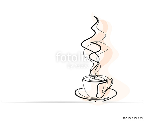 500x417 Continuous One Line Drawing Of Cup Of Coffee Vector Illustration - Cup Line Drawing