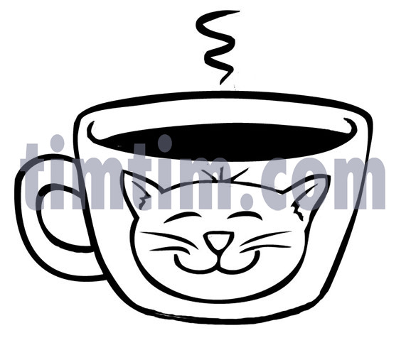 571x493 Free Drawing Of Cat Cup Bw From The Category Pets - Cup Line Drawing
