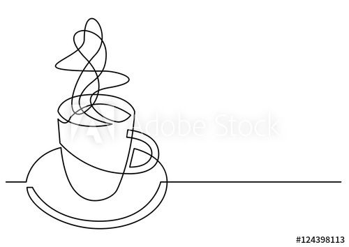 500x354 Continuous Line Drawing Of Cup Of Coffee - Cup Line Drawing