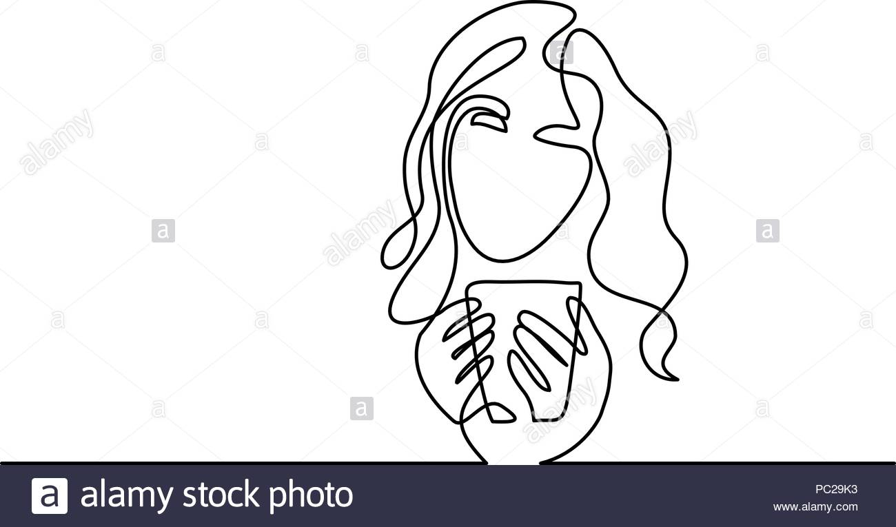 1300x765 Abstract Line Drawing Face Continuous One Line Drawing Abstract - Cup Line Drawing