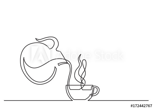500x354 One Line Drawing Of Isolated Vector Object - Cup Line Drawing