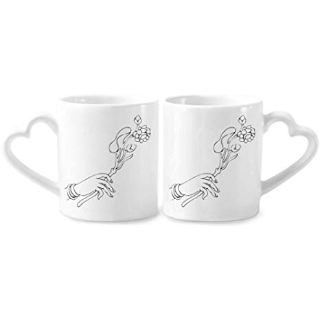 466x466 buddhism hand flower line drawing pattern couple mugs - Cup Line Drawing