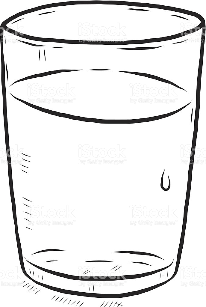 688x1024 Water Clipart Black And White Great Free Clipart, Silhouette - Cup Of Water Drawing
