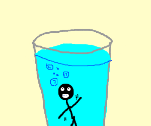 300x250 Little Man Drowning In Cup Of Water Drawing - Cup Of Water Drawing