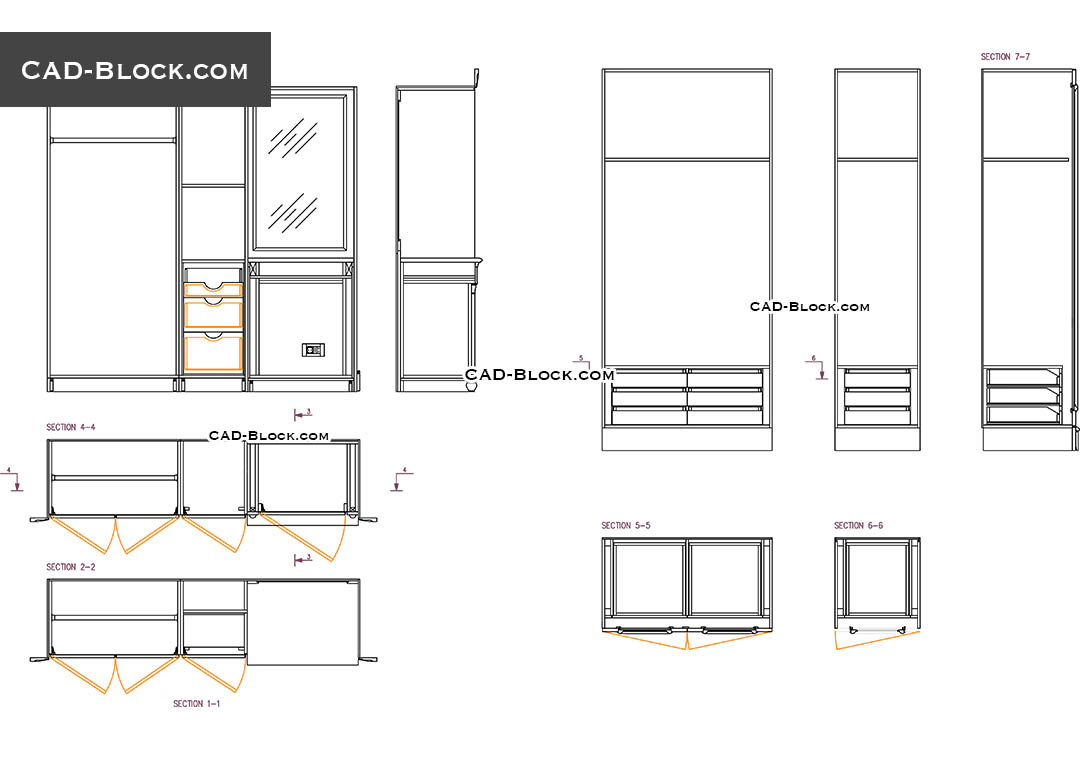 1080x760 Wardrobe Details Cad Drawing Free, Download Autocad - Cupboard Drawings