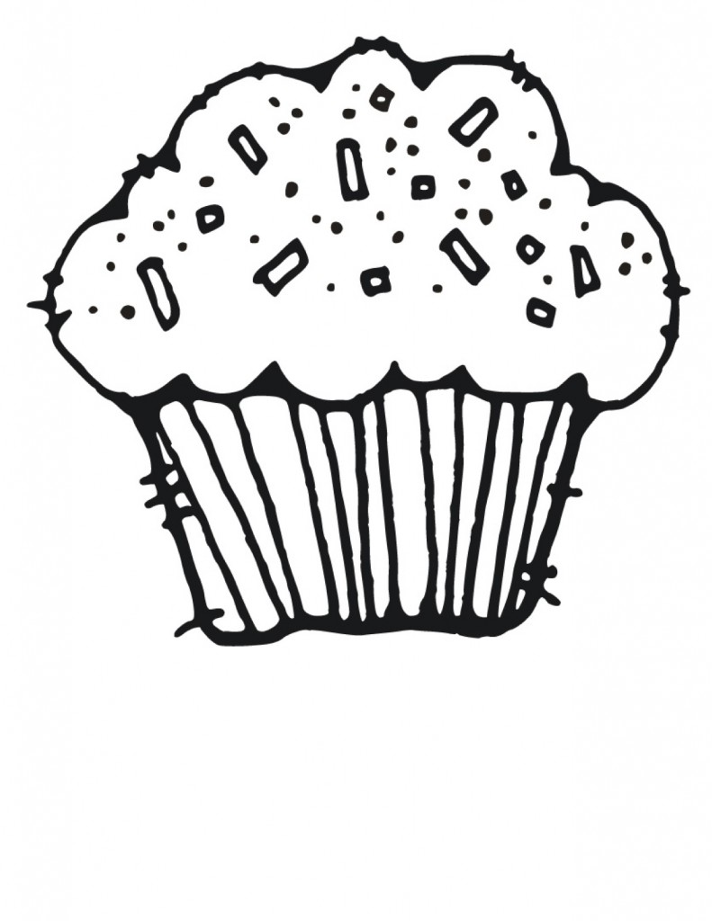 791x1024 Cupcake Clipart Black And White - Cupcake Black And White Drawing