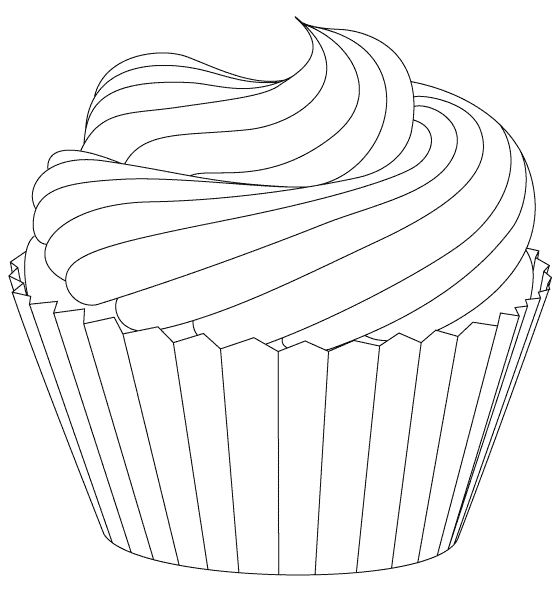 558x592 Cupcake Drawing Free Download - Cupcake Black And White Drawing