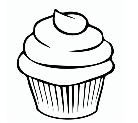 585x524 Printable Cupcake Template - Cupcake Black And White Drawing