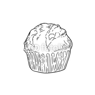 400x400 Cupcake Black And White Sketch Cartoon Doodle Vector Illustration - Cupcake Black And White Drawing