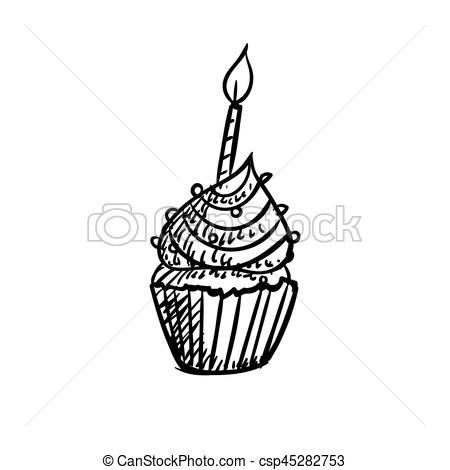 450x470 Vector Birthday Cupcake Drawing Vector Illustration Of A Birthday - Cupcake Drawing