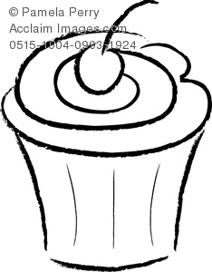 234x300 Cupcake Clip Art Black And White - Cupcake Drawing Black And White