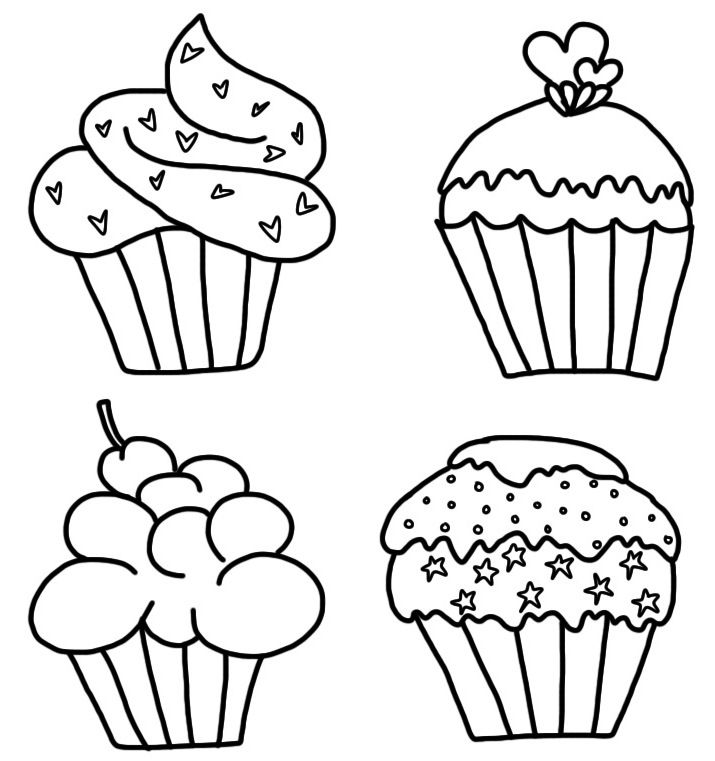 715x761 cupcake black and white cupcake clipart black and white - Cupcake Drawing Black And White