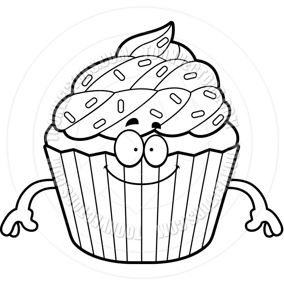 940x940 Cute Birthday Cupcake Clipart Black And White Outline To Color - Cupcake Drawing Black And White