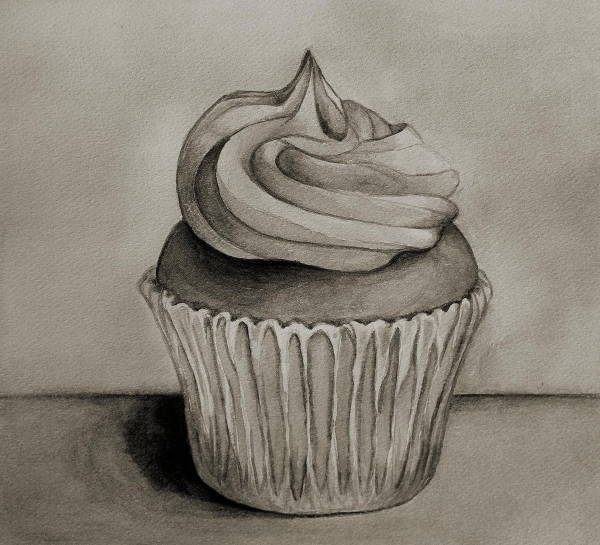 600x545 Cupcake Drawings - Cupcake Drawing Black And White