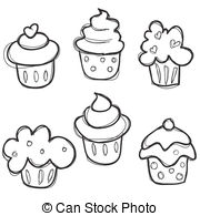 180x195 cupcake black and white clipart black white birthday cupcake - Cupcake Drawing Black And White