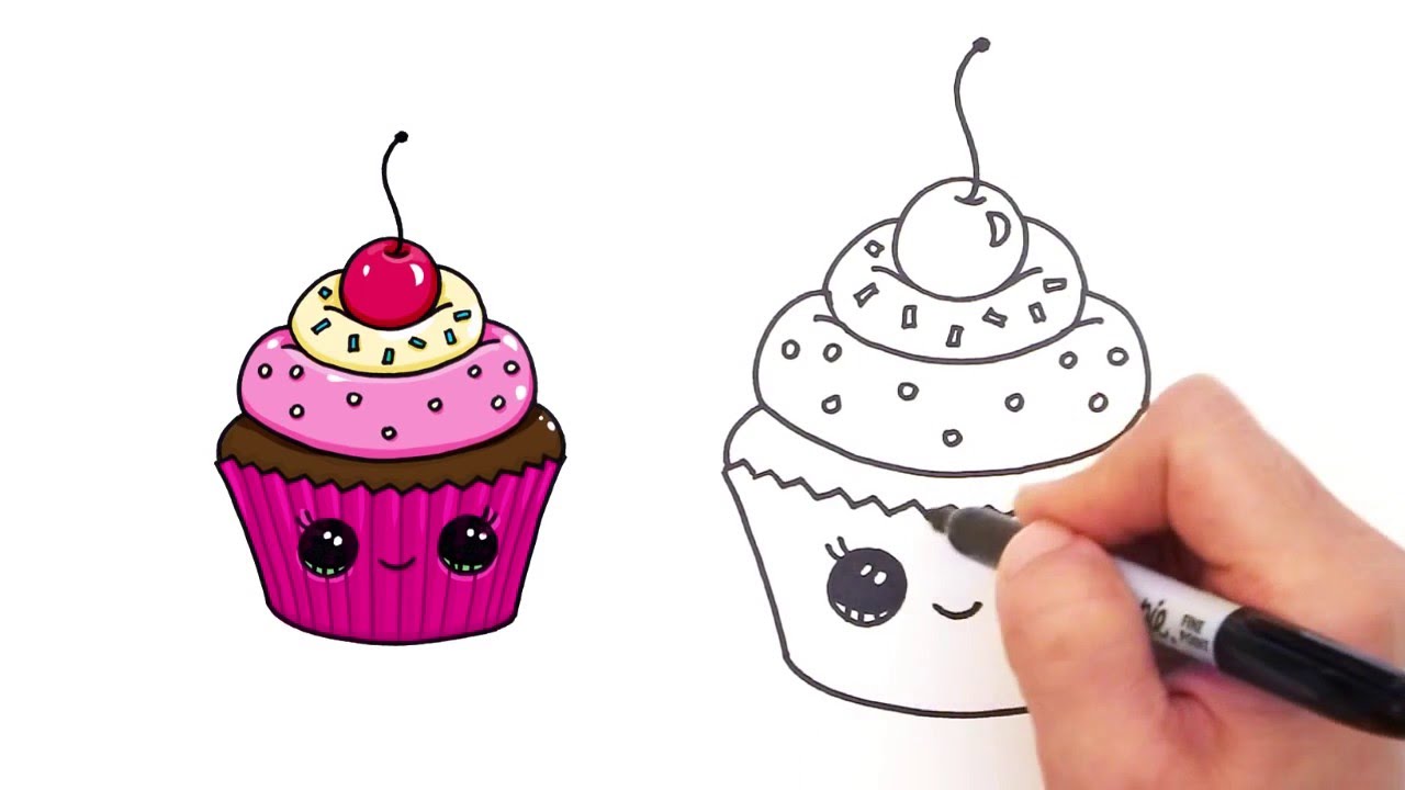 1280x720 Huge Collection Of 'cute Muffin Drawing' Download More Than - Cupcake Drawing Designs