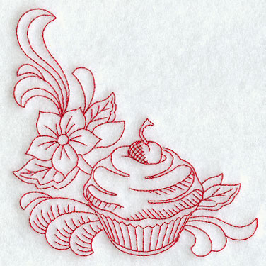 376x375 Machine Embroidery Designs - Cupcake Drawing Designs