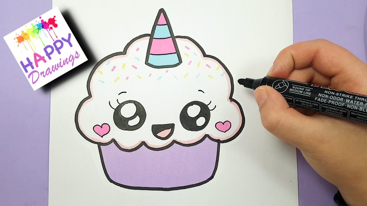 1280x720 How To Draw A Cute Cupcake Unicorn - Cupcake Drawing Easy