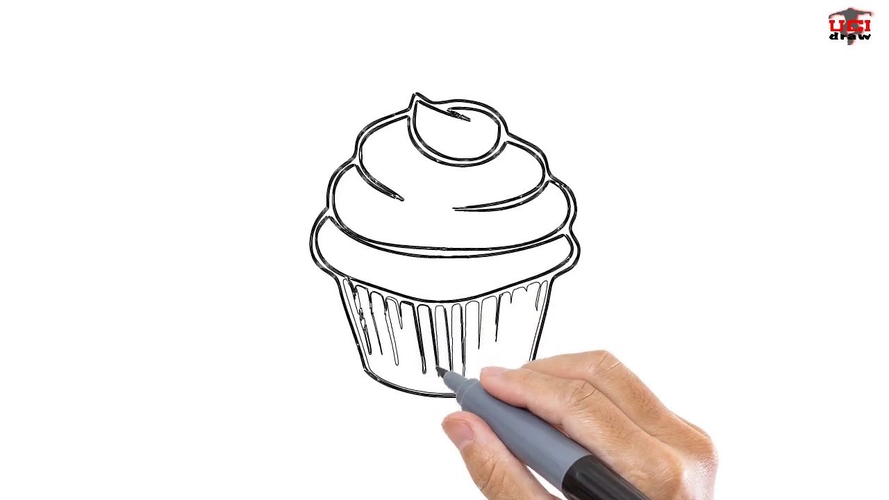 1280x720 How To Draw A Cupcake Easy Step - Cupcake Drawing Easy