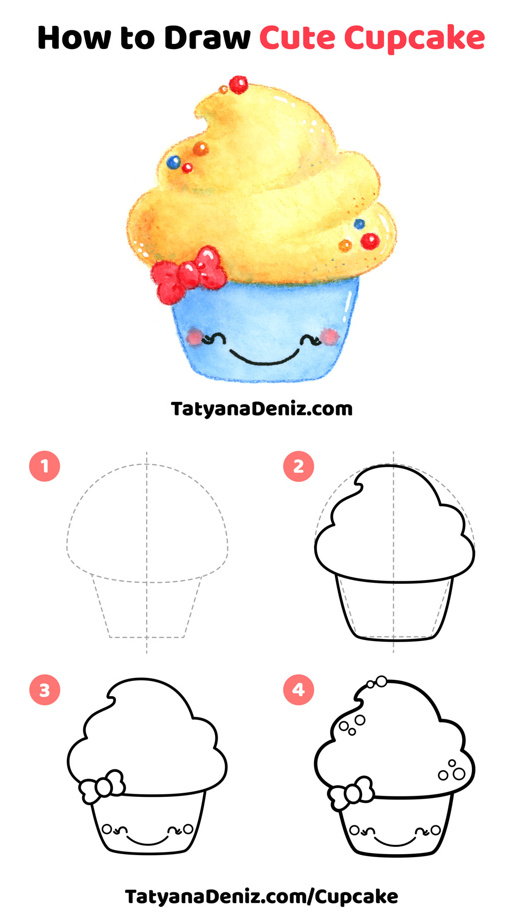 1024x1803 How To Draw A Super Cute Cupcake Step - Cupcake Drawing Easy