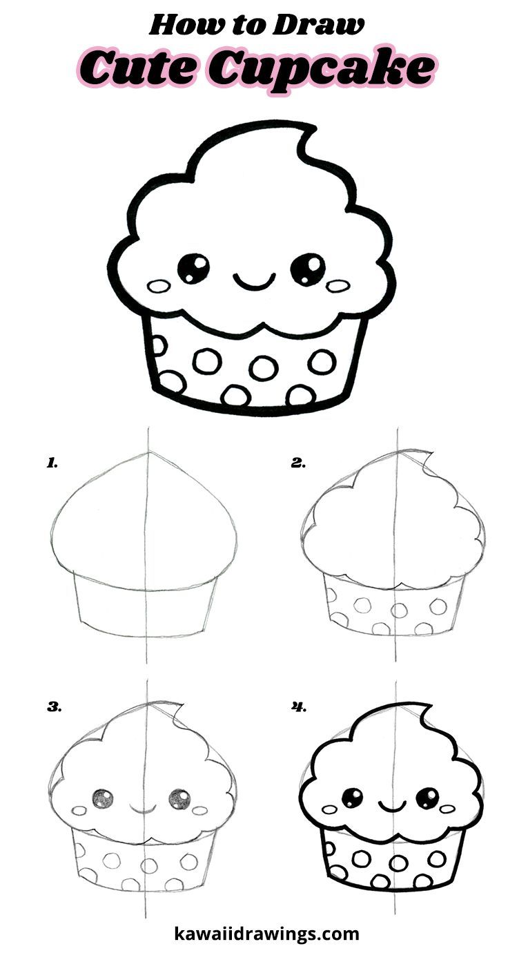 736x1380 How To Draw A Cute Cupcake, Easy Drawing Tutorial, Step - Cupcake Drawing Easy