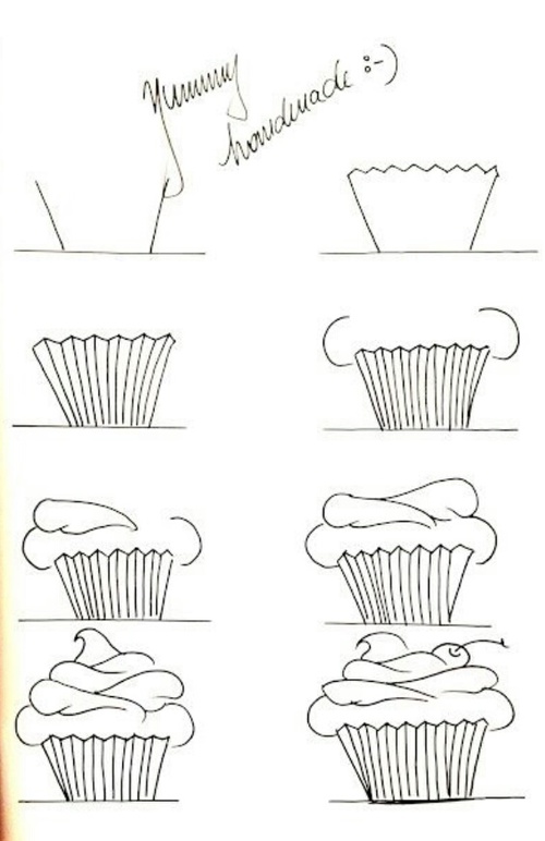 500x772 Image About Text In Drawings - Cupcake Drawing Easy