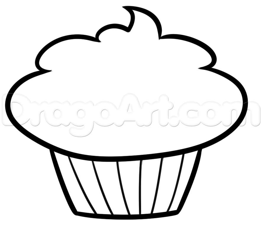 886x778 Draw A Cupcake For Kids, Step - Cupcake Drawing Images