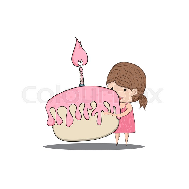 800x800 Girl With Birthday Cupcake, Drawing - Cupcake Drawing Images