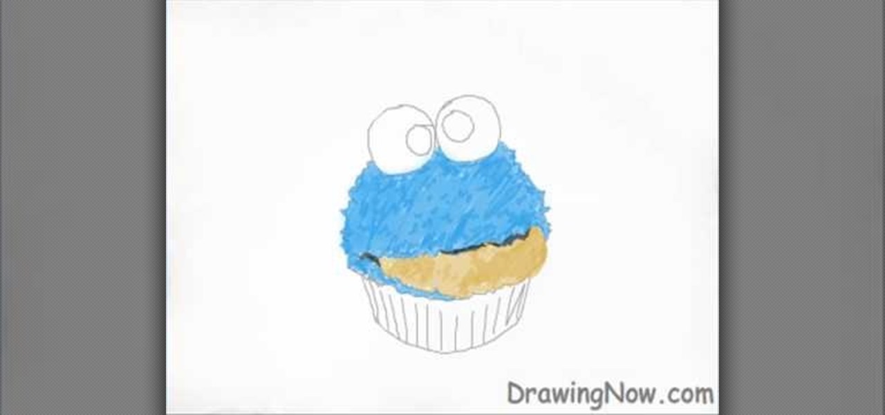 1280x600 How To Draw The Cookie Monster Cupcake Drawing Illustration - Cupcake Drawing Images